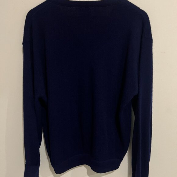 Vintage IZOD LACOSTE Navy Blue V-Neck Pullover Sweater LARGE L - Picture 4 of 4